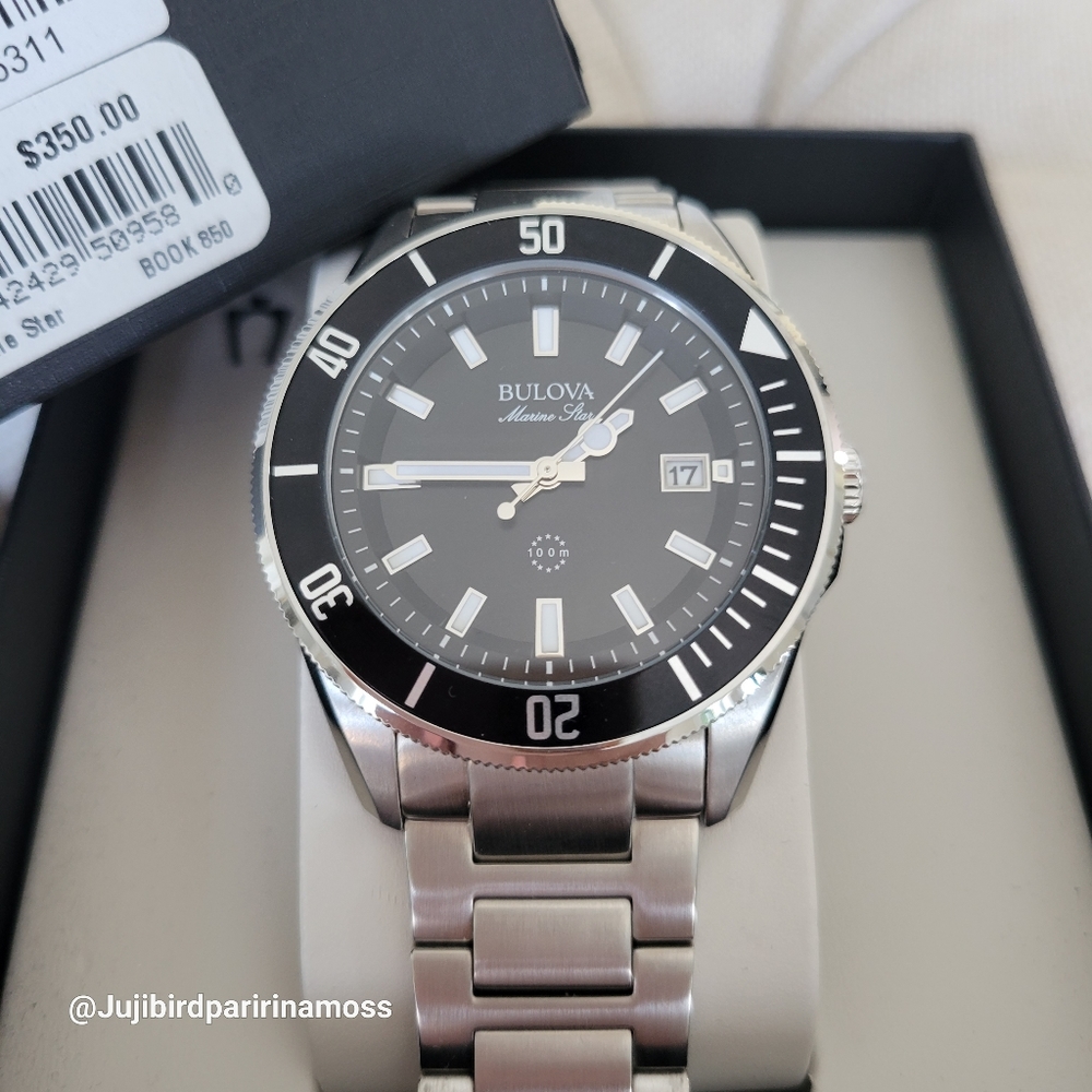 Men's watch Bulova Marine Star, stainless with black dial
